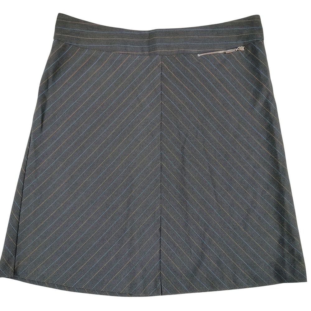 Copper Key Grey Pinstripe Chevron‎ Mini Skirt Size 13 Zipper Detail A-Line